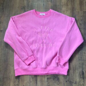 Talulah Malibu Athletics Pink Sweatshirt Tennis Embroidered Size L